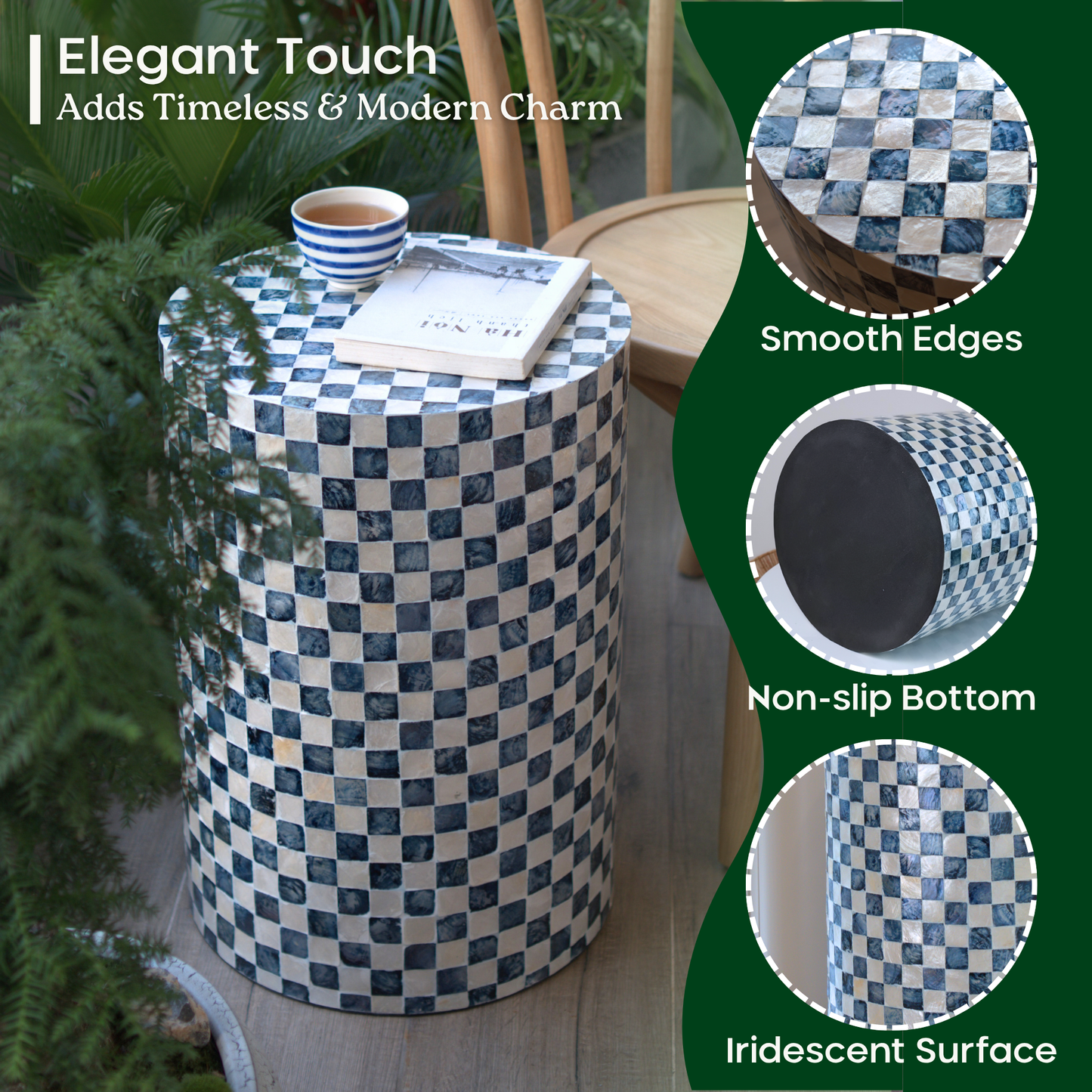 Capiz End Table (Navy Blue)