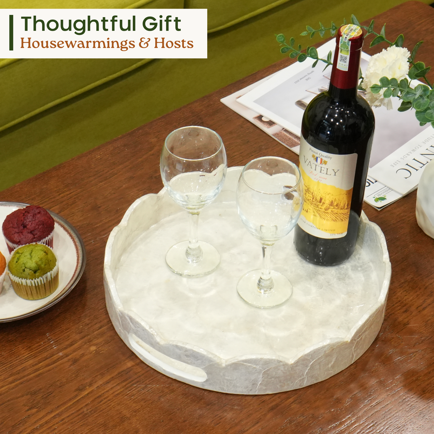 Capiz Scalloped Tray