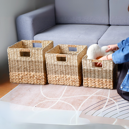 Set of 4 Wicker Cube Storage Baskets
