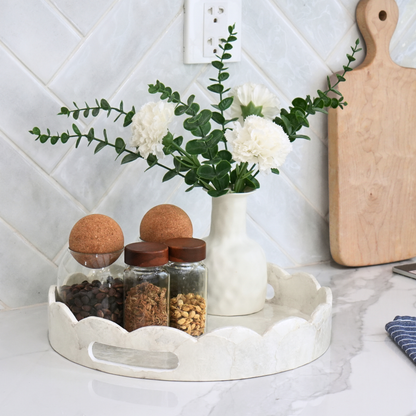 Capiz Scalloped White Tray
