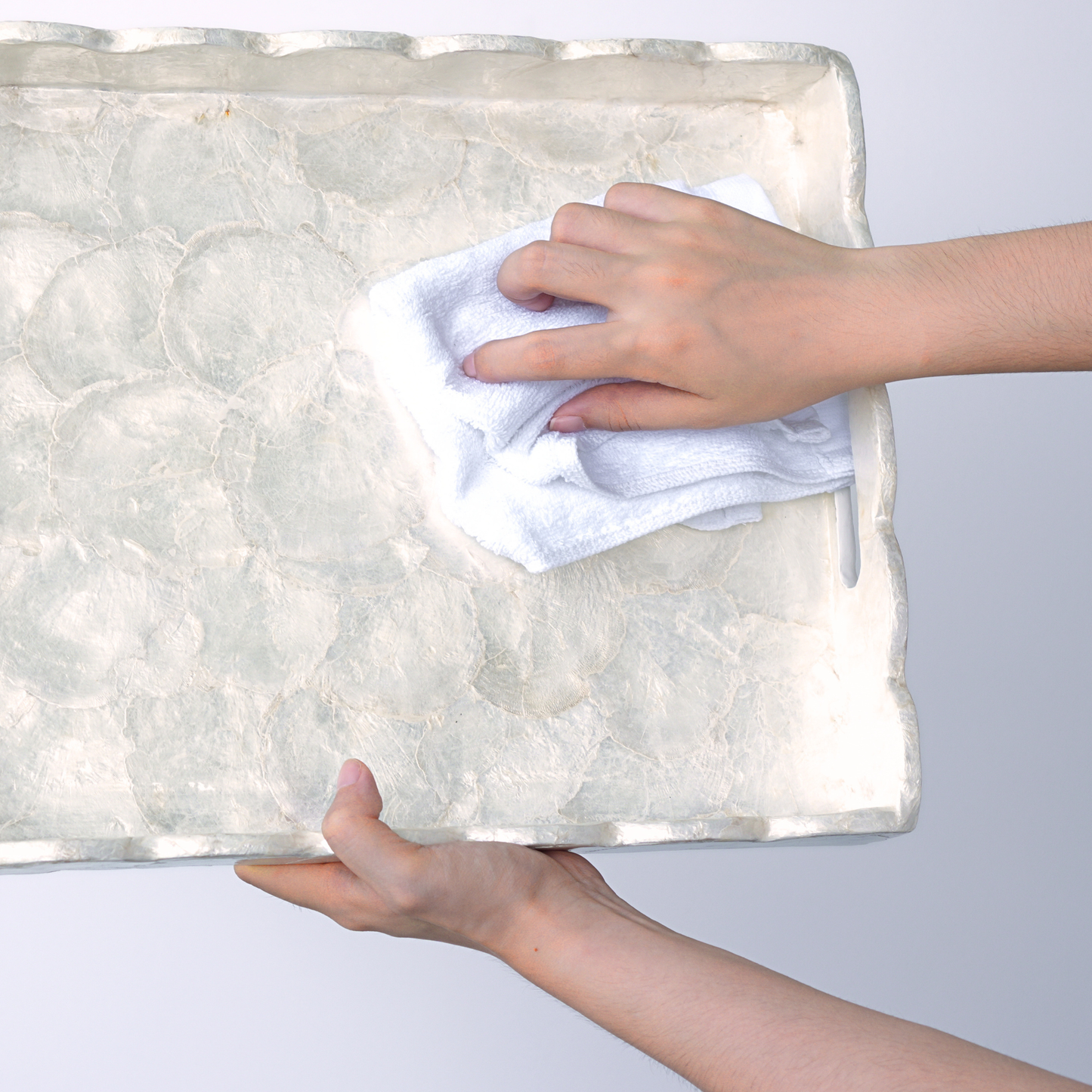 Capiz Shells Scalloped Rectangular Tray