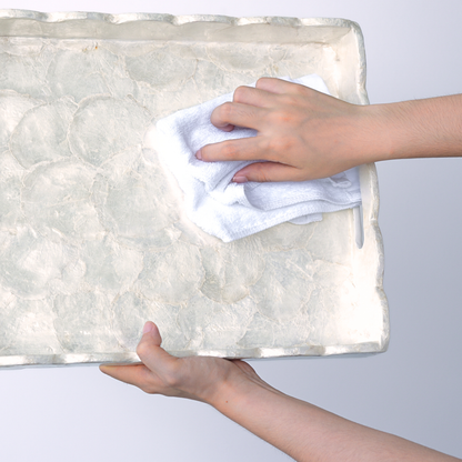 Capiz Shells Scalloped Rectangular Tray