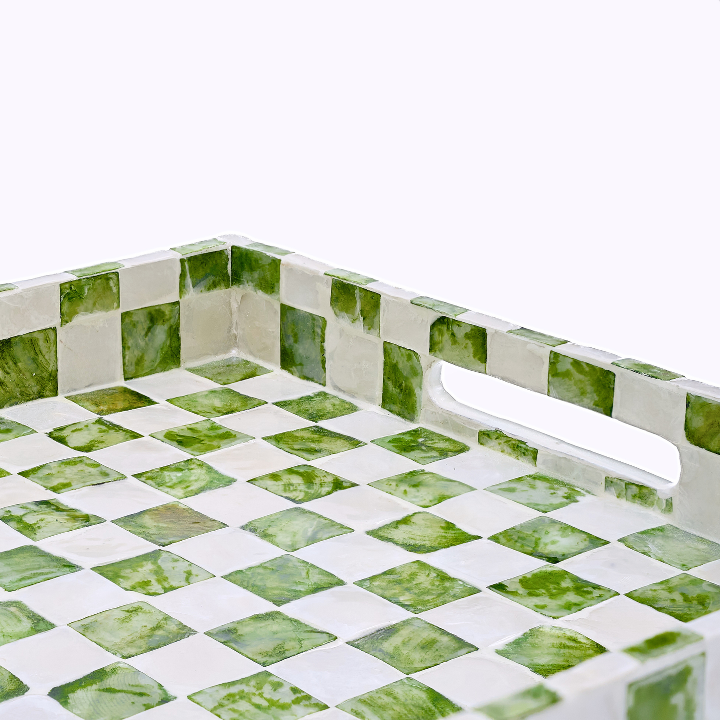 Capiz Checkered Rectangular Tray - Pistachio Green