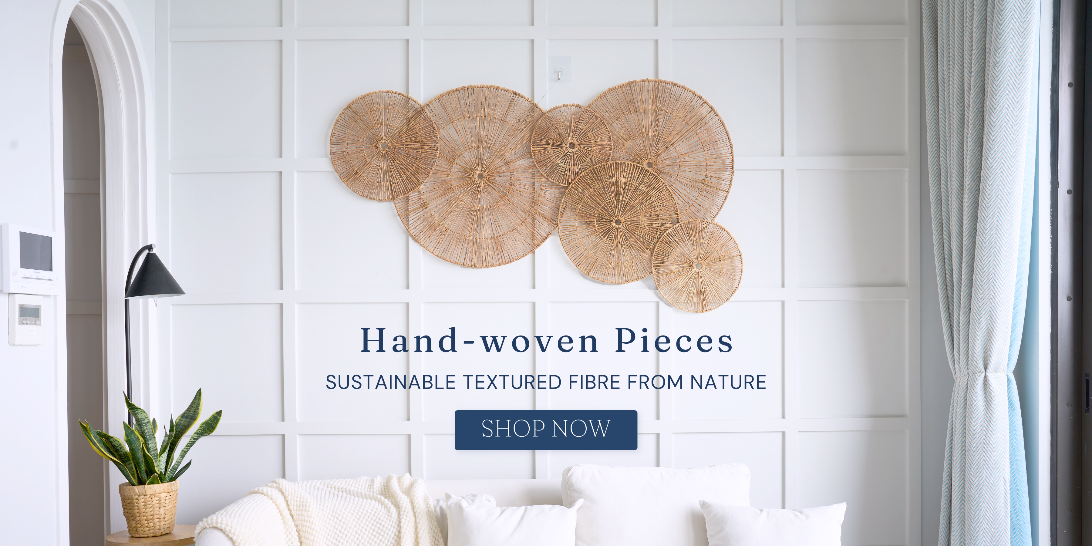 set of 6 hand-woven circular wall art pieces, wall-hanging decor