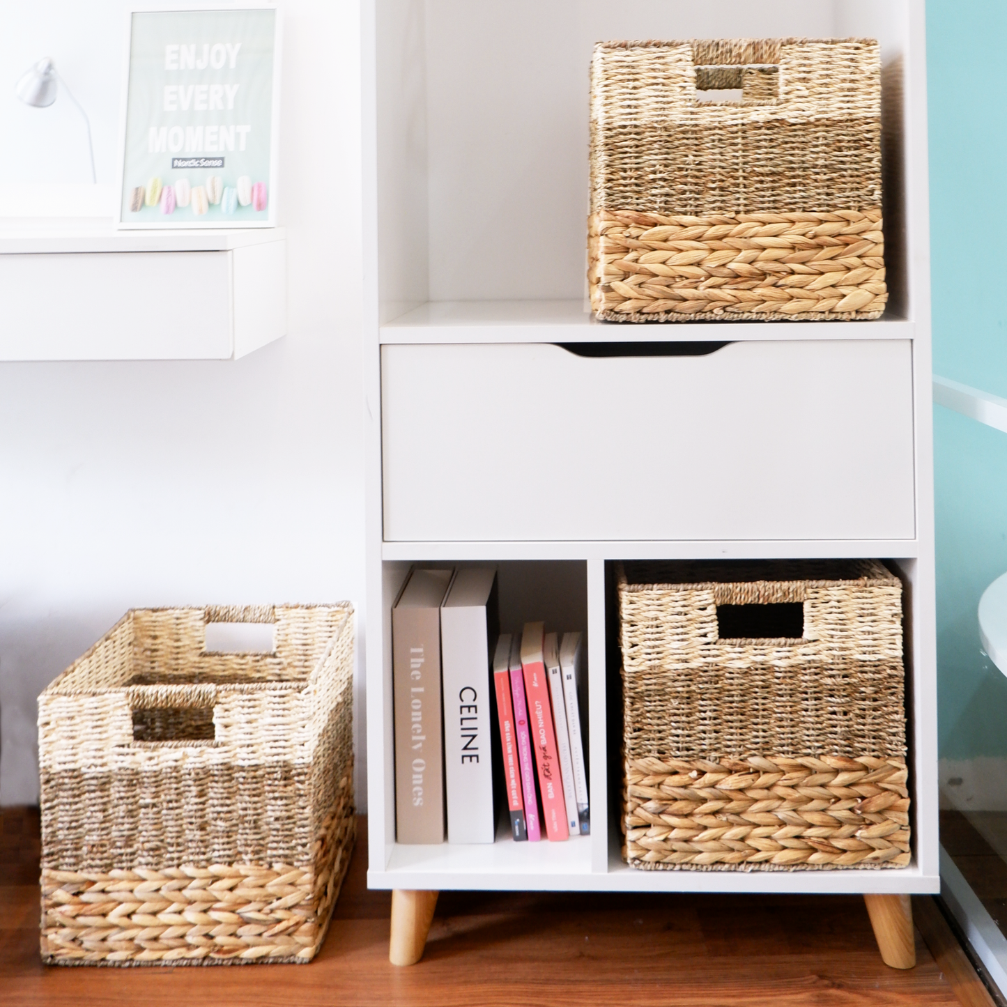Set of 4 Wicker Cube Storage Baskets