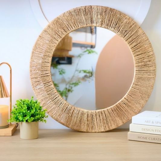 Boho Round Woven Jute Mirror