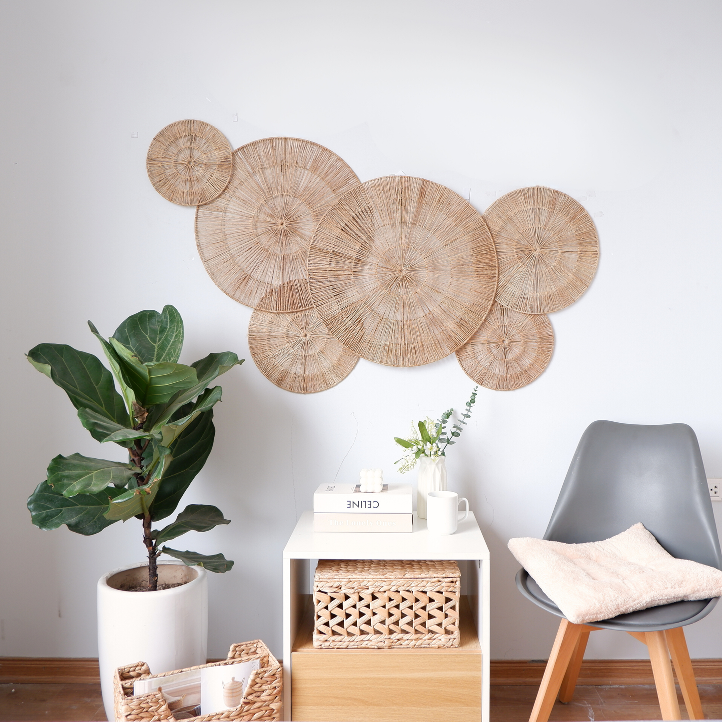 Set of 6 Jute Wall Decor Baskets