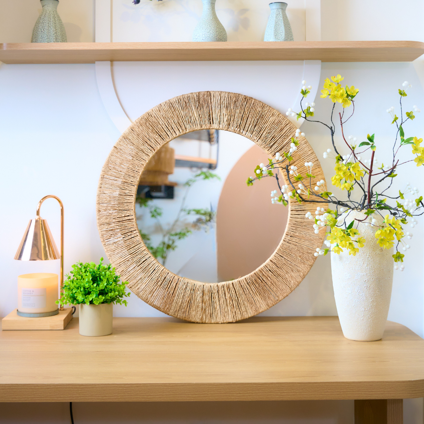 Boho Round Woven Jute Mirror