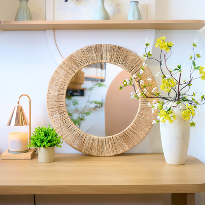 Boho Round Woven Jute Mirror