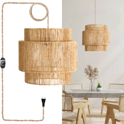 Plug-in Jute Pendant Light