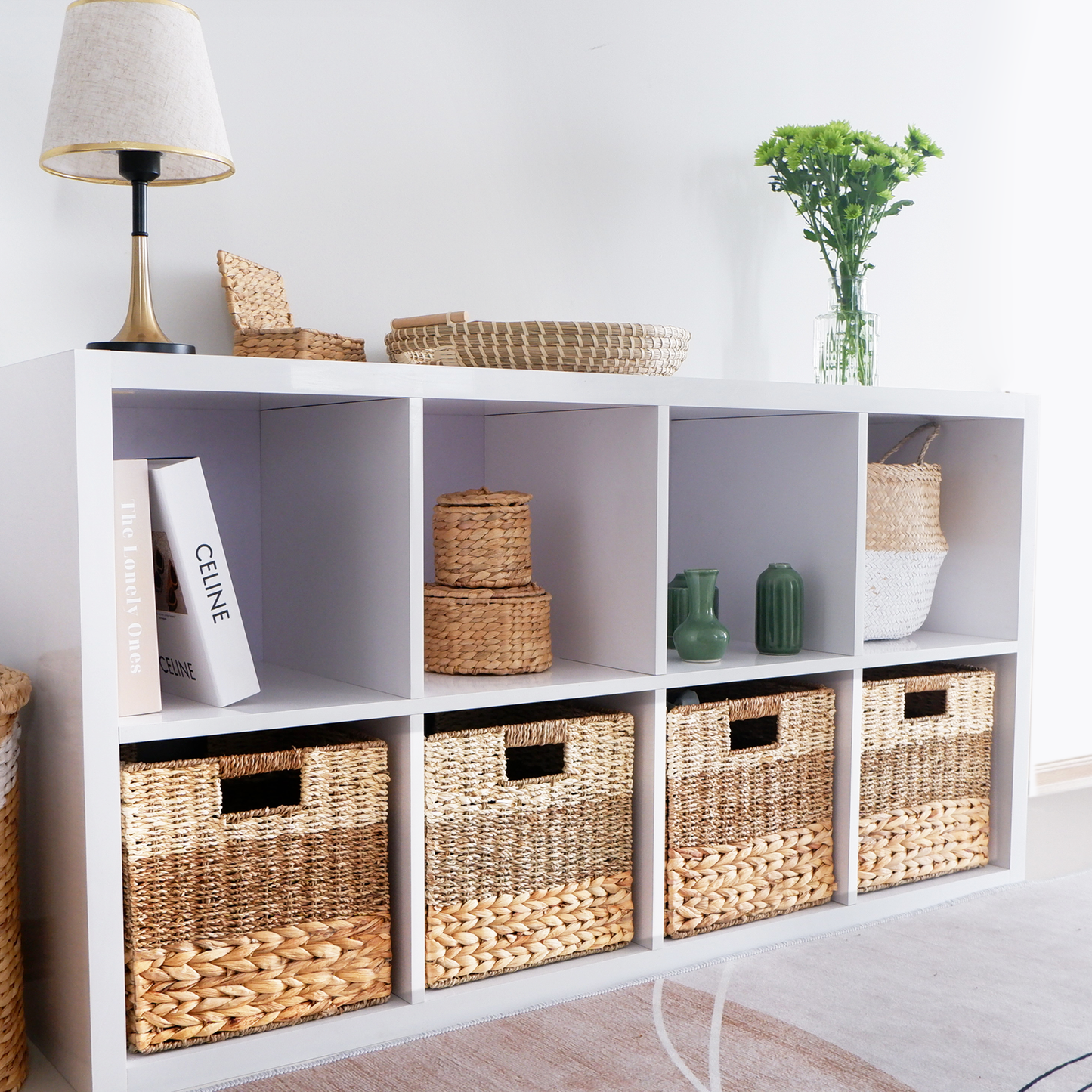 Set of 4 Wicker Cube Storage Baskets