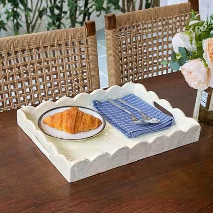 Capiz Shells Scalloped Rectangular Tray