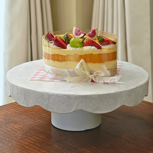 Round Whole Shell Capiz Cake Stand - Off-White