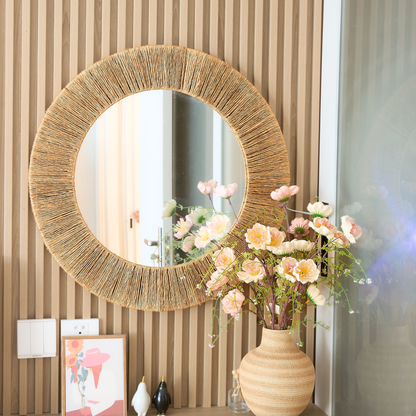 Boho Round Woven Jute Mirror