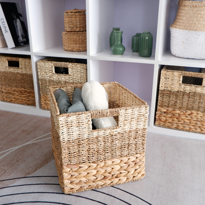 Set of 4 Wicker Cube Storage Baskets