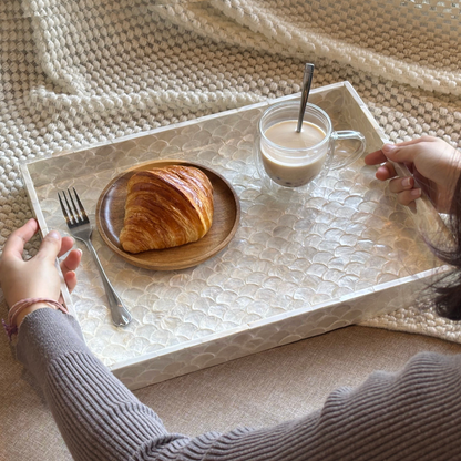 Capiz Fish-scale Rectangular Tray - Off-white