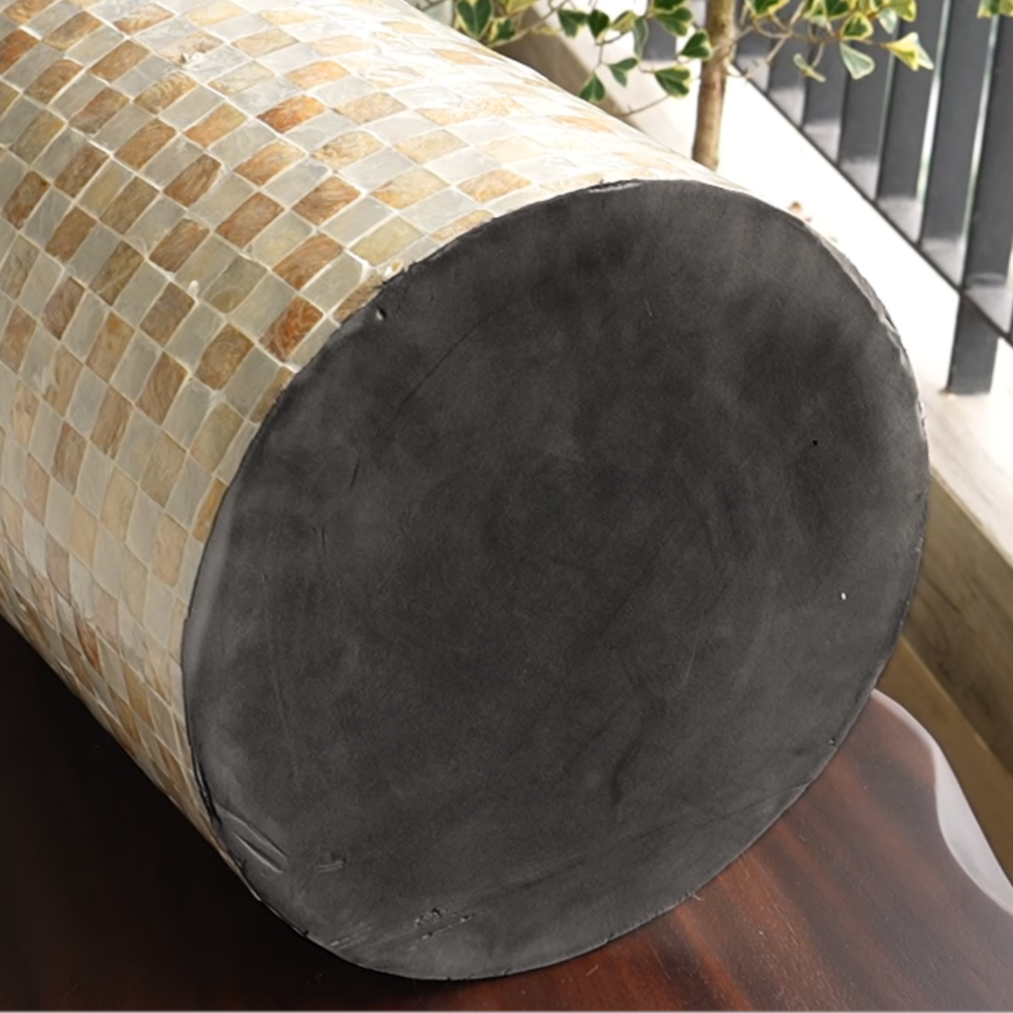 Cylindrical Capiz Shell Side Table - Ivory