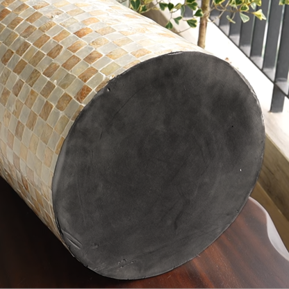 Cylindrical Capiz Shell Side Table - Ivory
