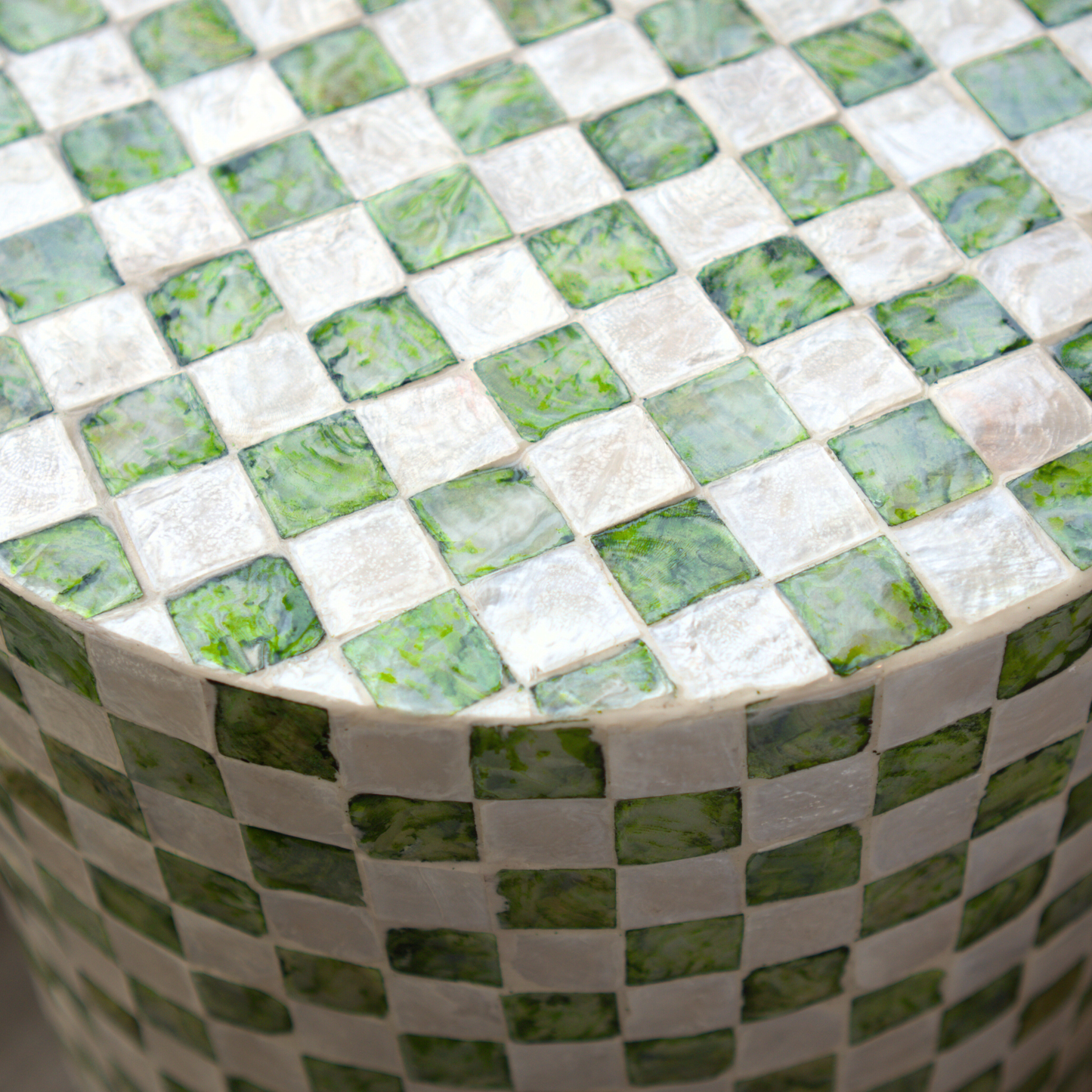 Cylindrical Capiz Shell Side Table - Pistachio Green