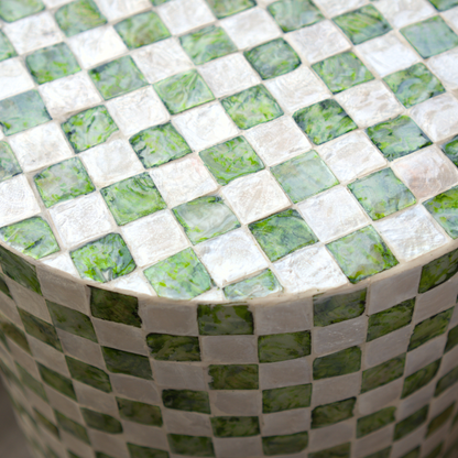 Cylindrical Capiz Shell Side Table - Pistachio Green