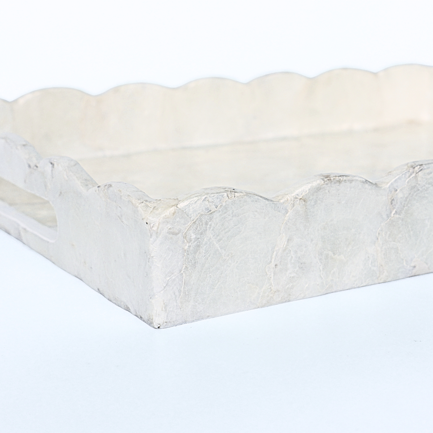 Capiz Shells Scalloped Rectangular Tray