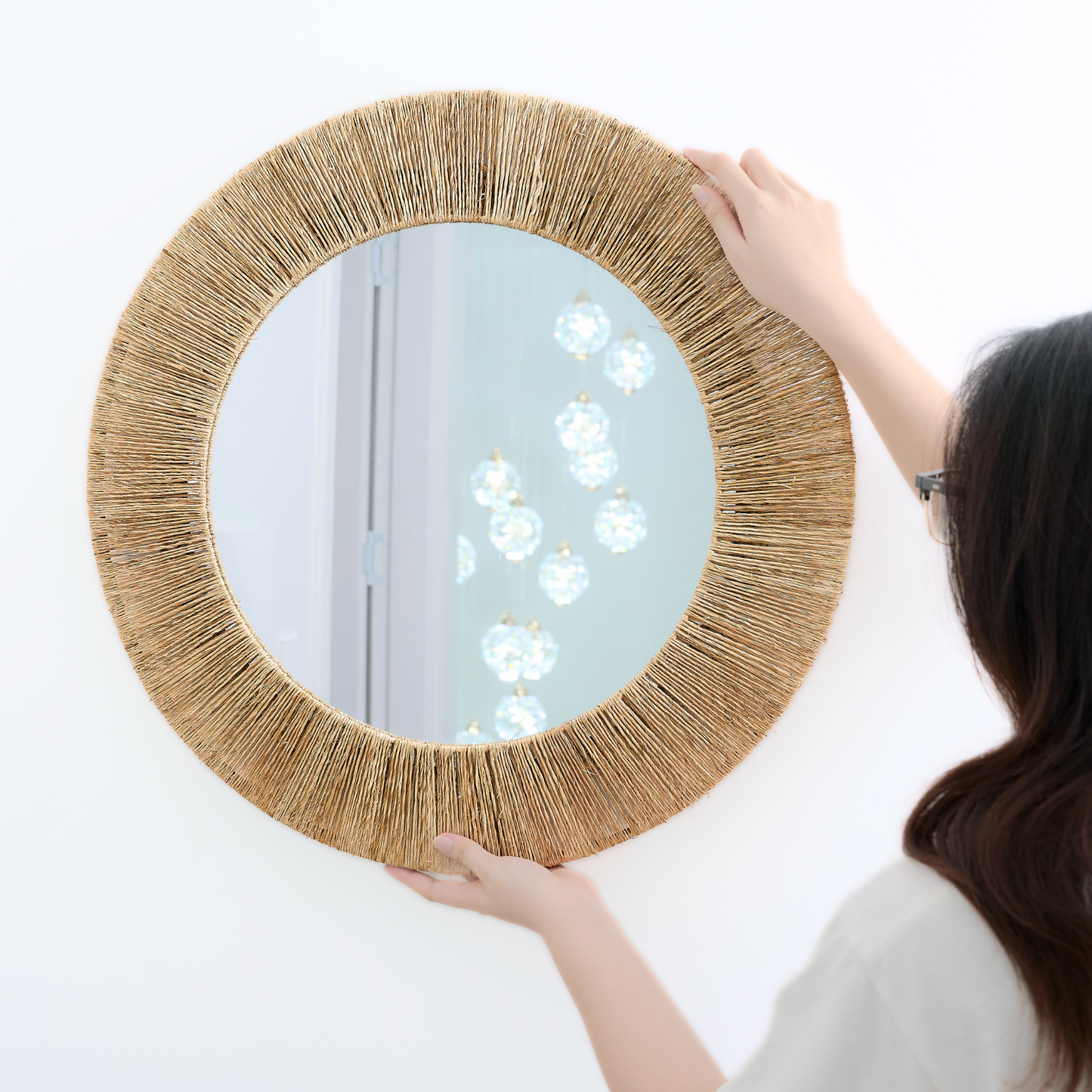 Boho Round Woven Jute Mirror