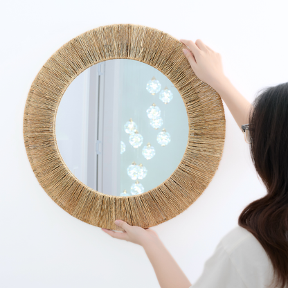 Boho Round Woven Jute Mirror