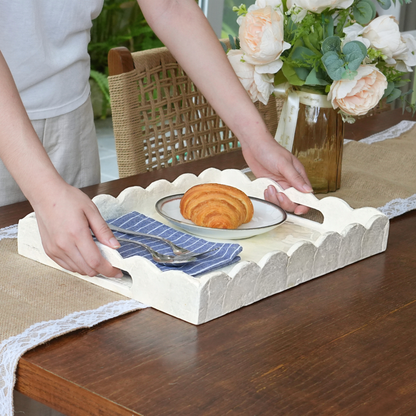 Capiz Shells Scalloped Rectangular Tray