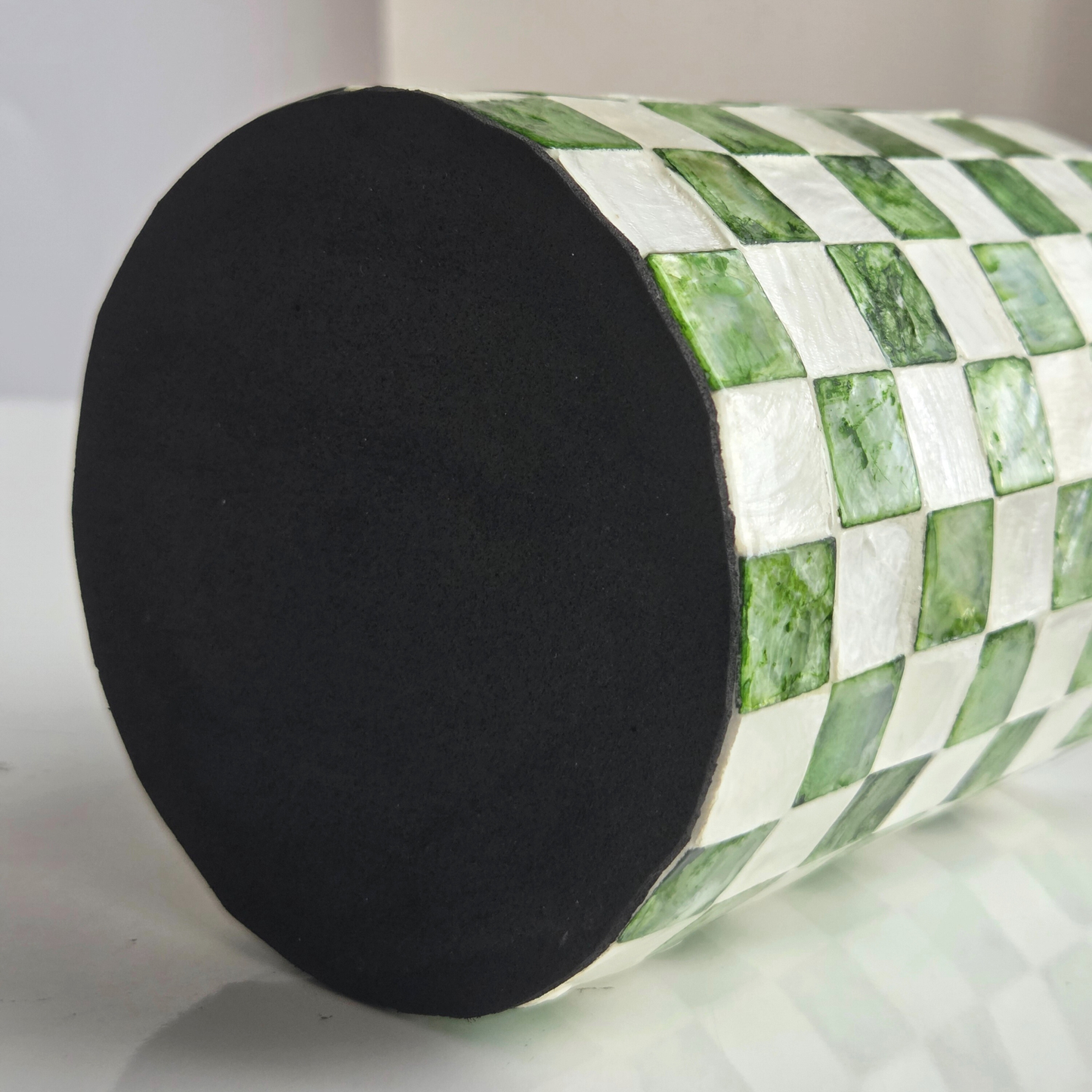 Set of 2 Checkered Capiz Shell Utensil Holders - Pistachio Green