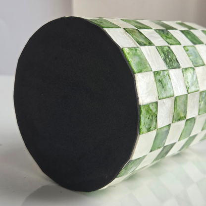 Set of 2 Checkered Capiz Shell Utensil Holders - Pistachio Green