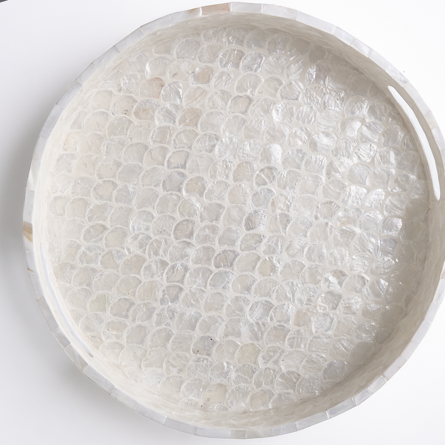 Round Capiz Shell Tray with Handles