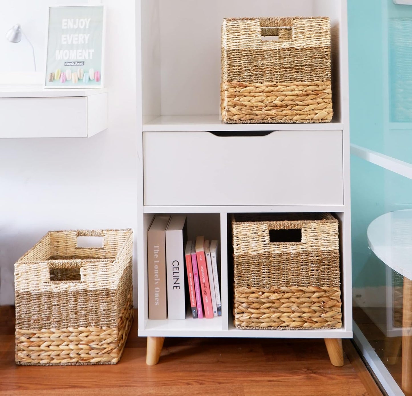 Set of 4 Wicker Storage Cube Bins