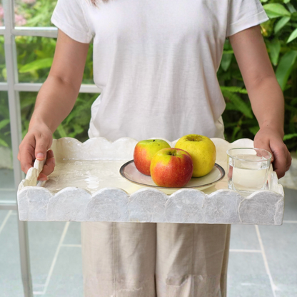 Capiz Shells Scalloped Rectangular Tray