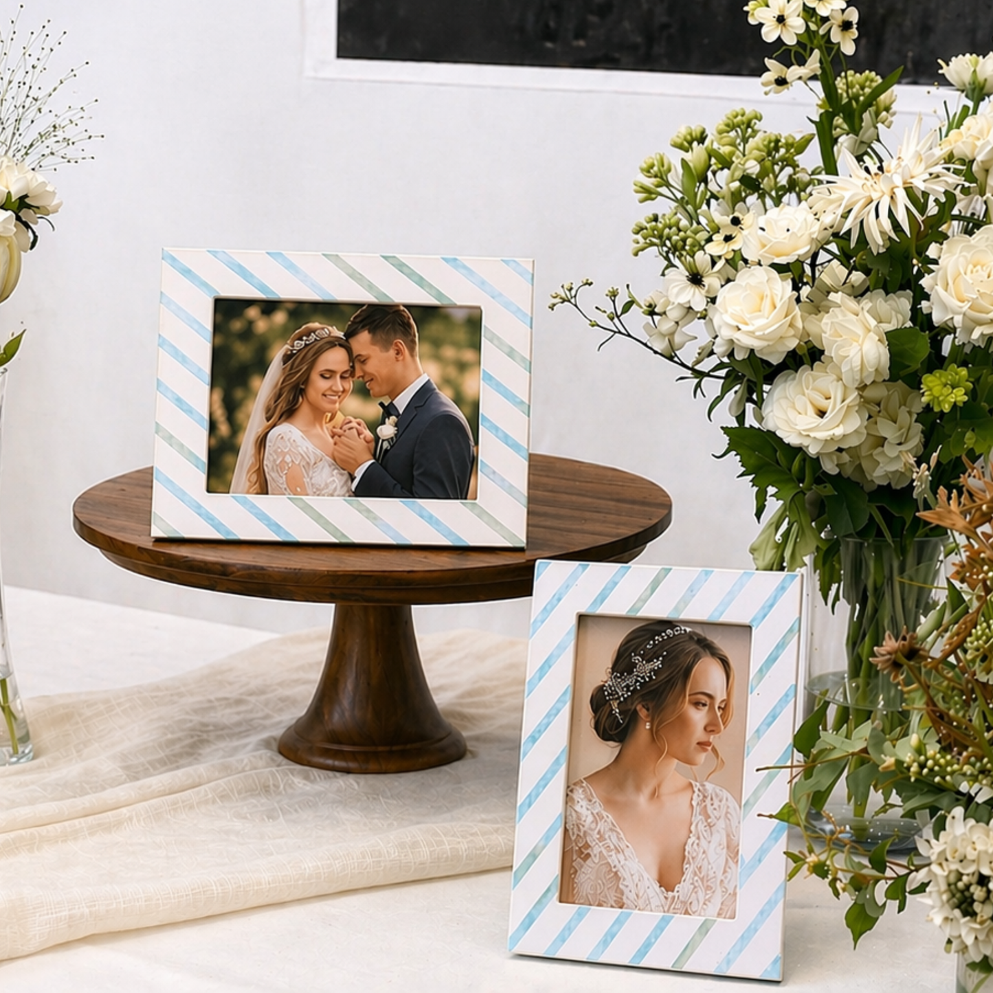 Mother of Pearl Picture Frame - Diagonal Stripes