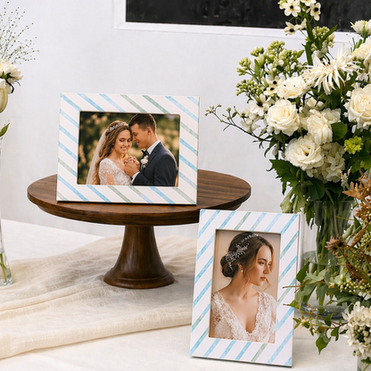 Mother of Pearl Picture Frame - Diagonal Stripes