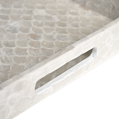 Capiz Fish-scale Rectangular Tray - Off-white