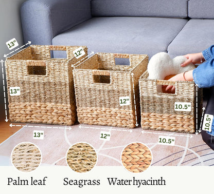 Set of 4 Wicker Storage Cube Bins