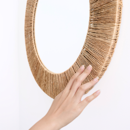 Boho Round Woven Jute Mirror