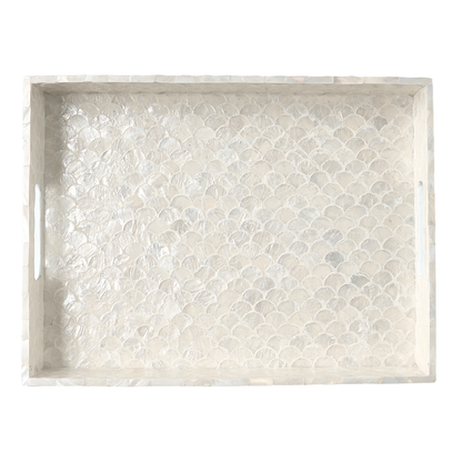 Capiz Fish-scale Rectangular Tray - Off-white