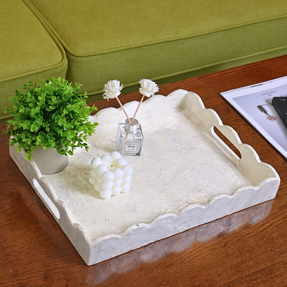 Capiz Shells Scalloped Rectangular Tray