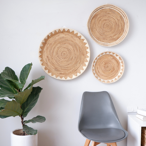 Set of 3 Round Water Hyacinth Wall Baskets