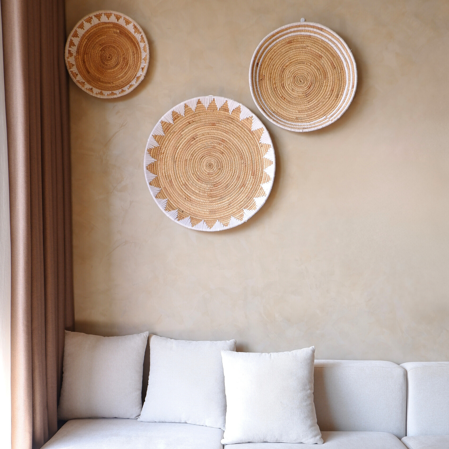 Set of 3 Round Water Hyacinth Wall Baskets