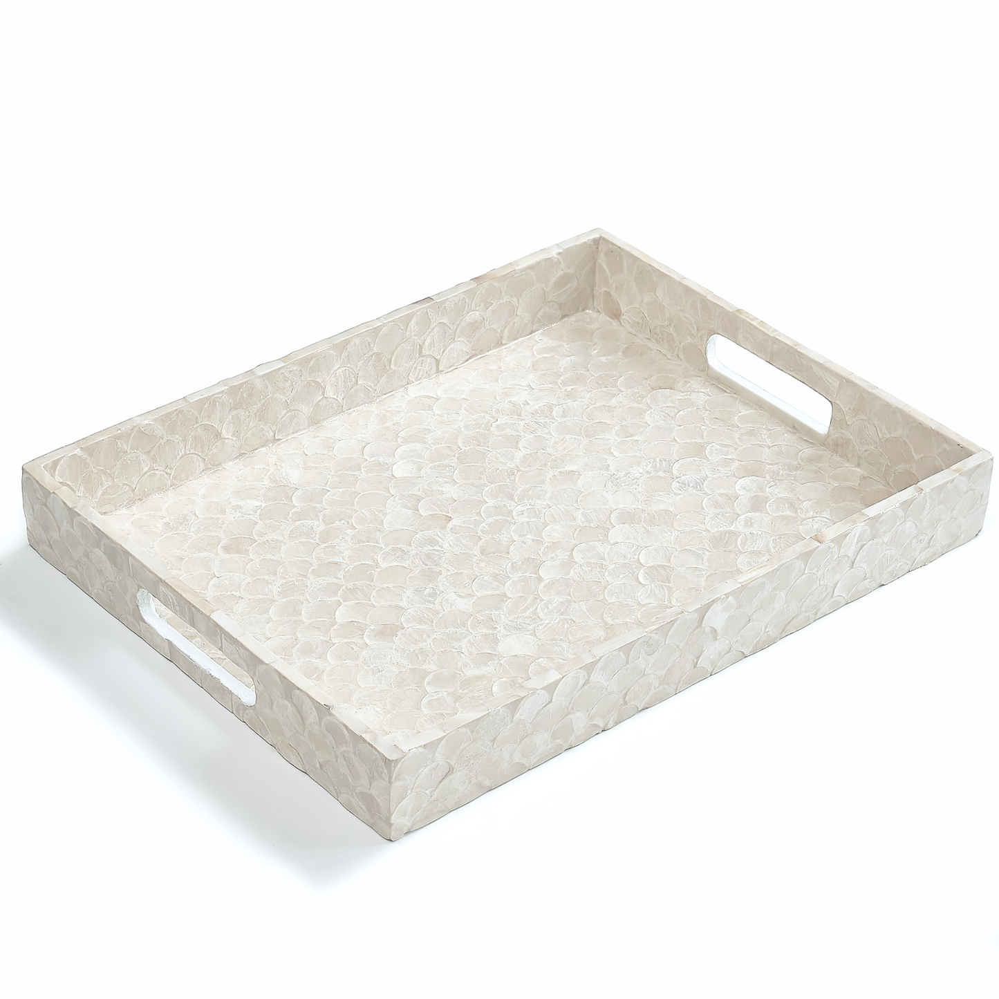 Capiz Fish-scale Rectangular Tray - Off-white