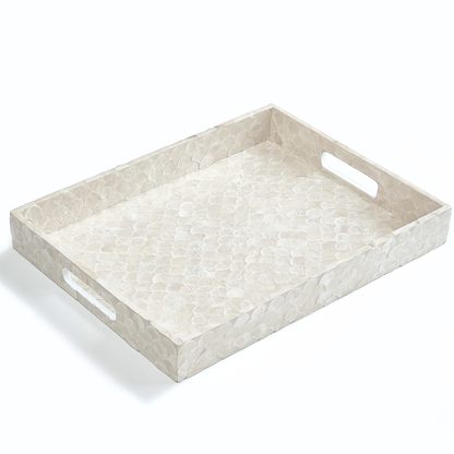 Capiz Fish-scale Rectangular Tray - Off-white