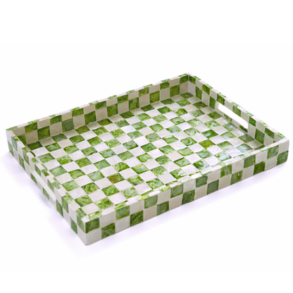 Capiz Checkered Rectangular Tray - Pistachio Green