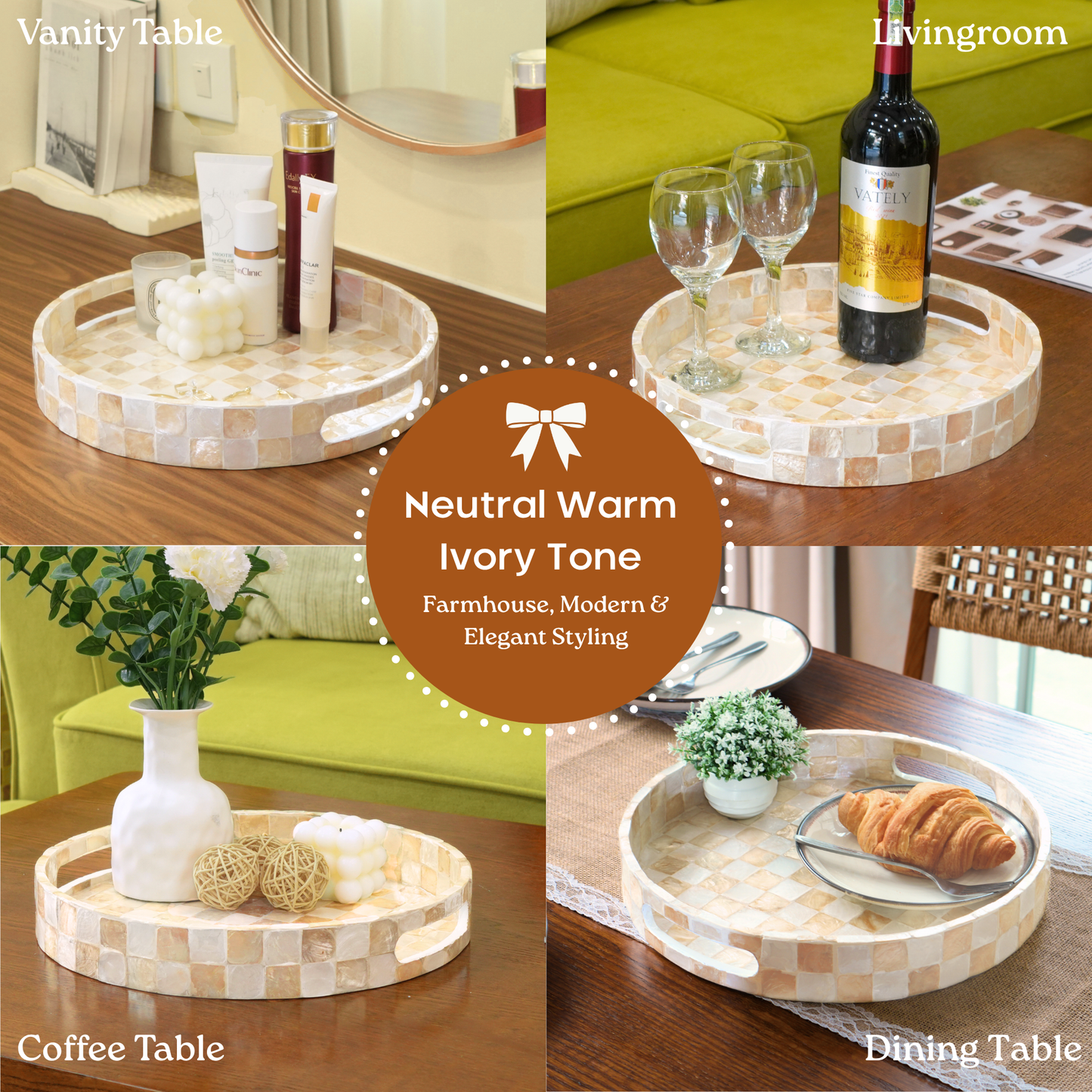 Round Decorative Tray (Ivory)