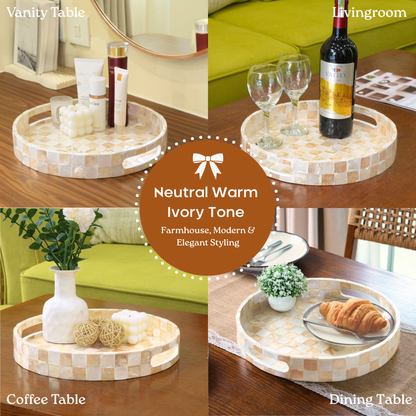 Round Decorative Tray (Ivory)