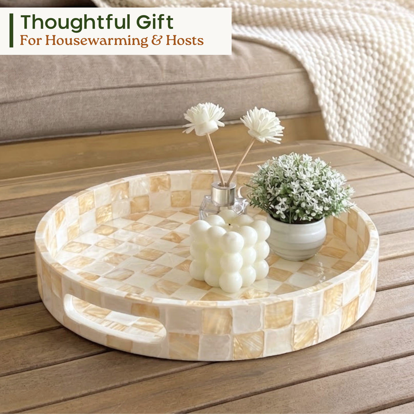 Round Decorative Tray (Ivory)
