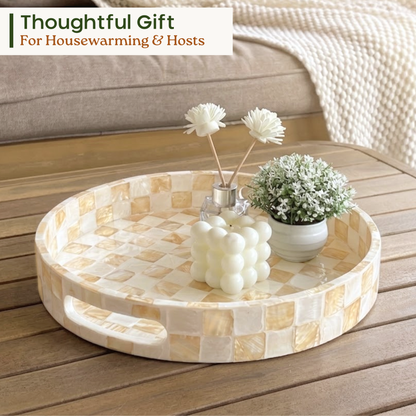 Round Decorative Tray (Ivory)