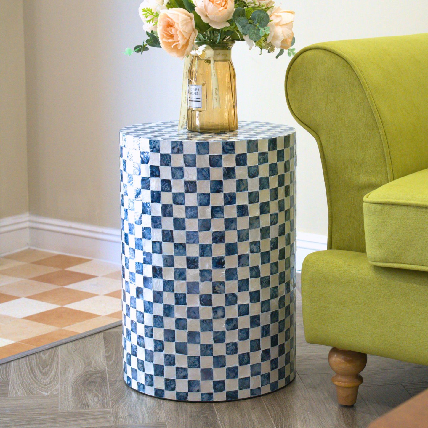 Capiz End Table (Navy Blue)